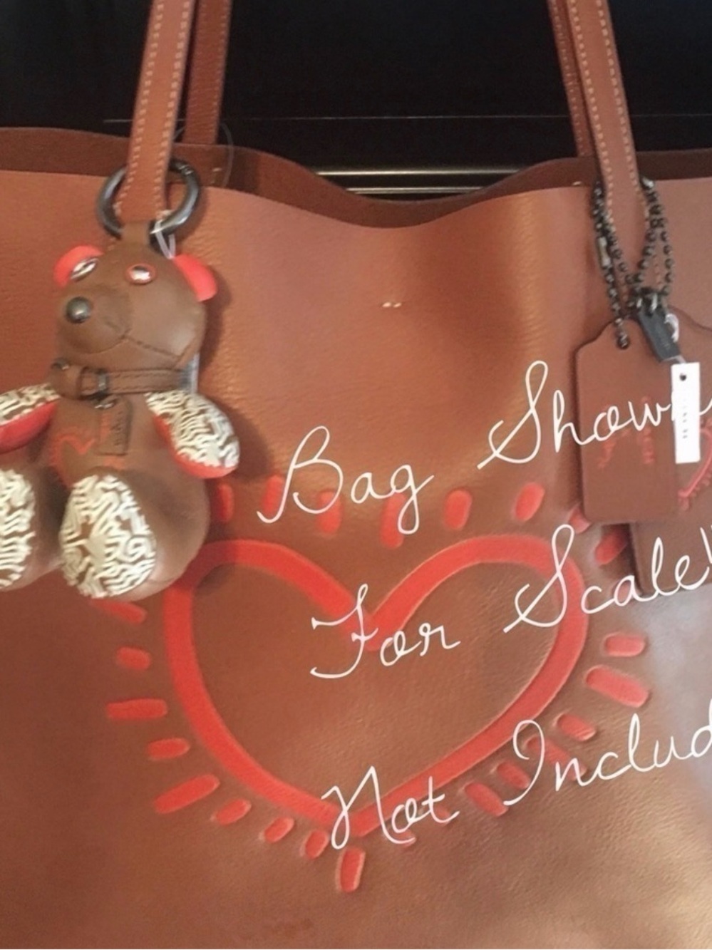 Coach Keith Haring Bear Rare Bag Charm Fob Red Brown Keychain - Picture 4 of 4